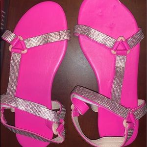 Pink glitter strap sandals
